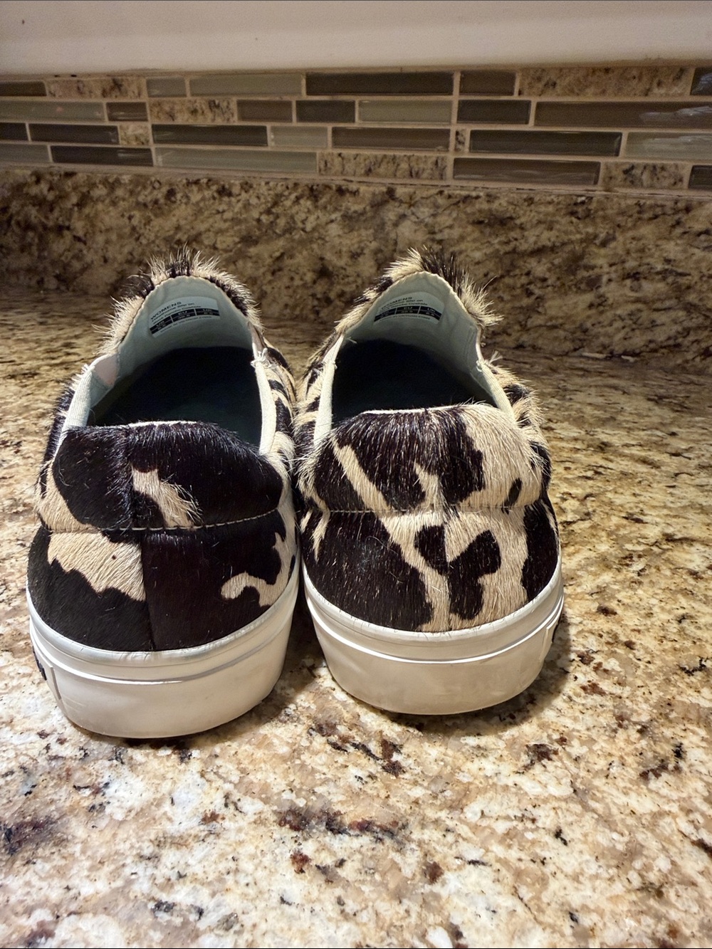 NWOT - SeaVees Cow Print Slip-On Sneakers - Black & Cream - Size 8.5 - Picture 3 of 7